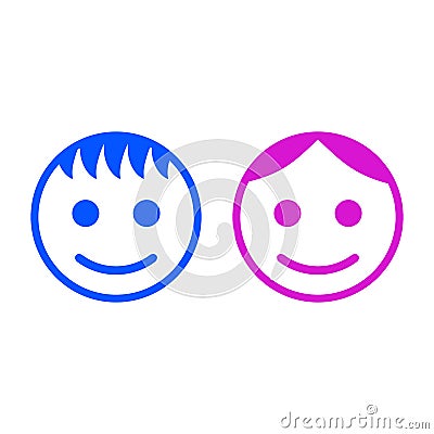 Baby boy and girl face icon symbol sign Vector Illustration